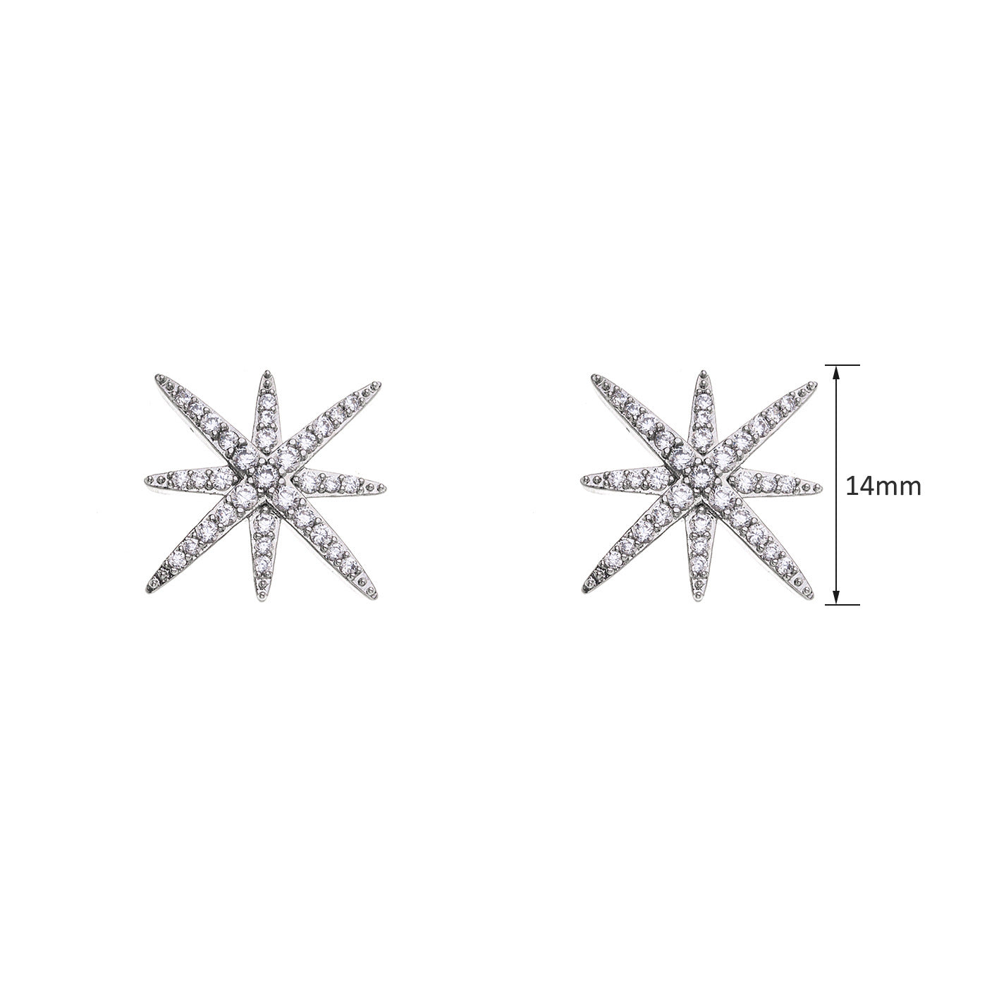 Women's Sier Needle Micro Inlaid Zircon Copper Snowflake For Temperament Wild Earrings