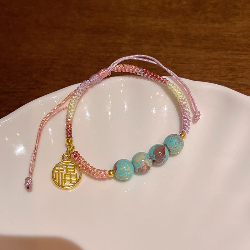 Dopamine Color Woven Colorful Rope Female Bracelets