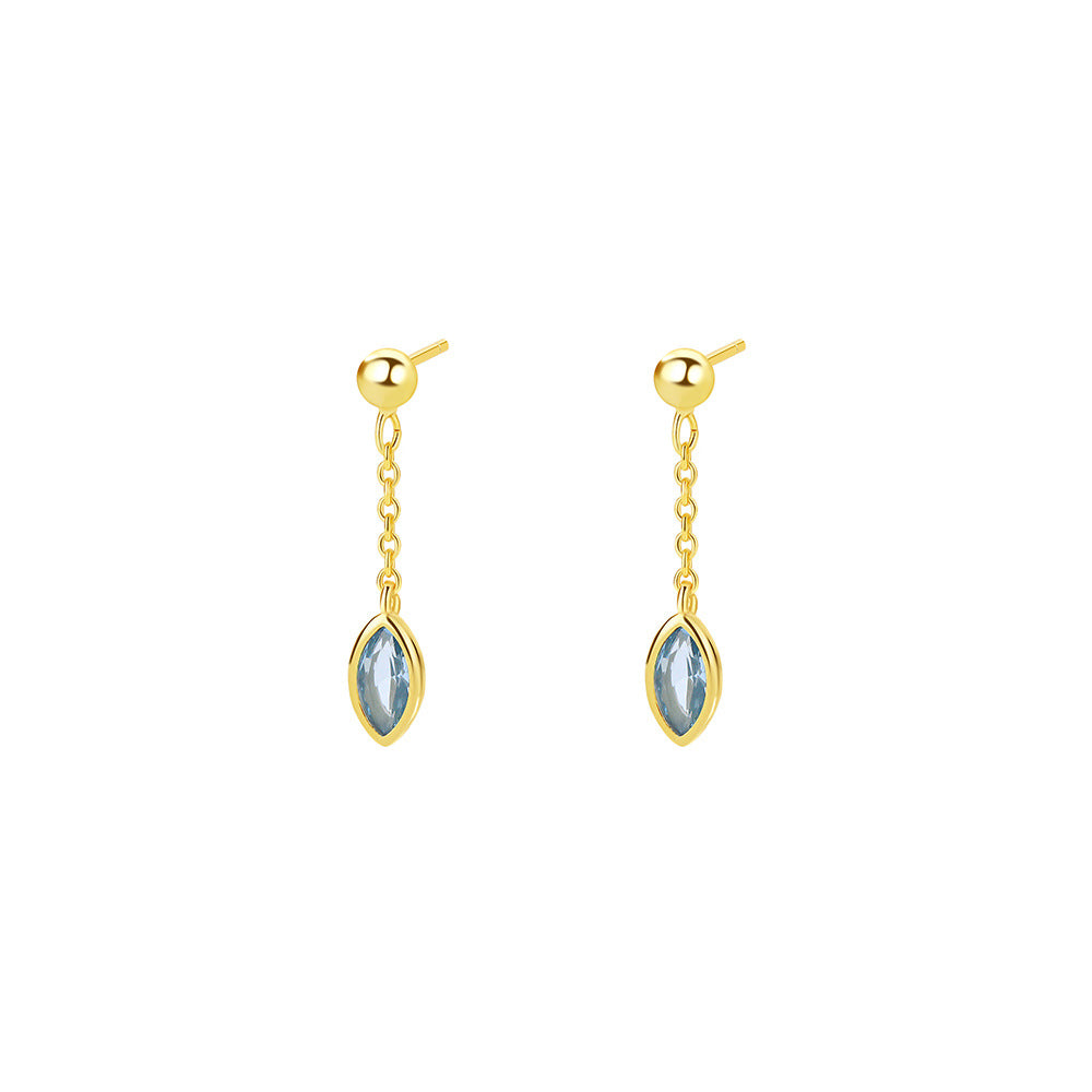 Inlaid Color Zirconium Water Drop Ear Female Tassel Simple Earrings