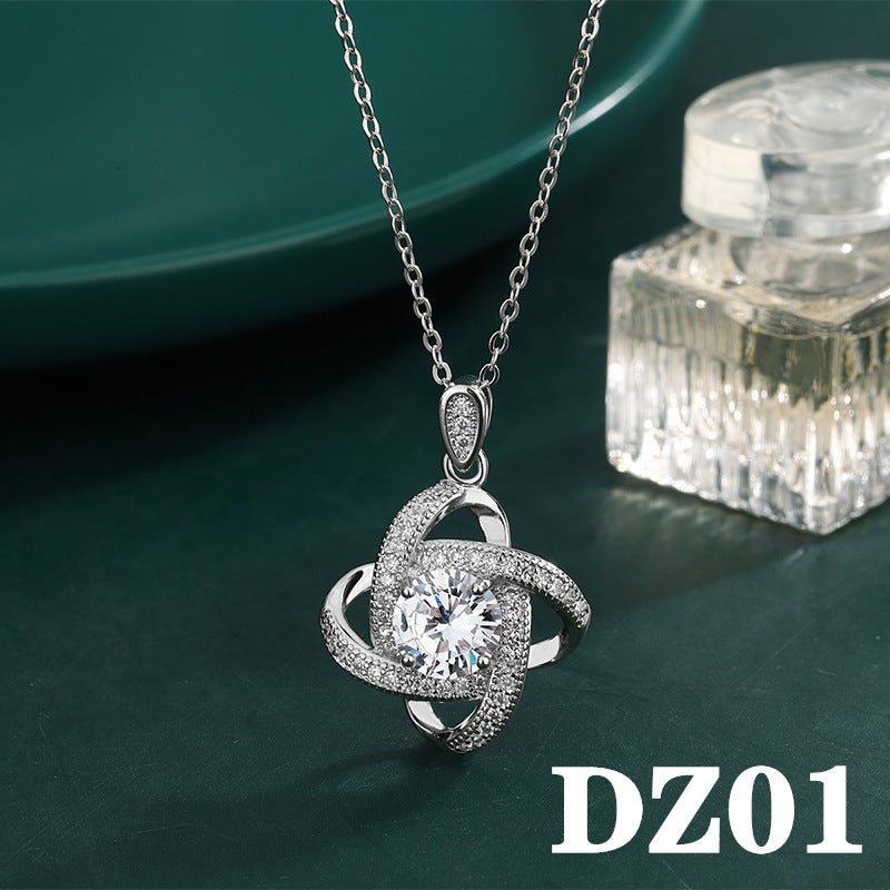 Imitation Moissanite Female White Gold Plated Pendants