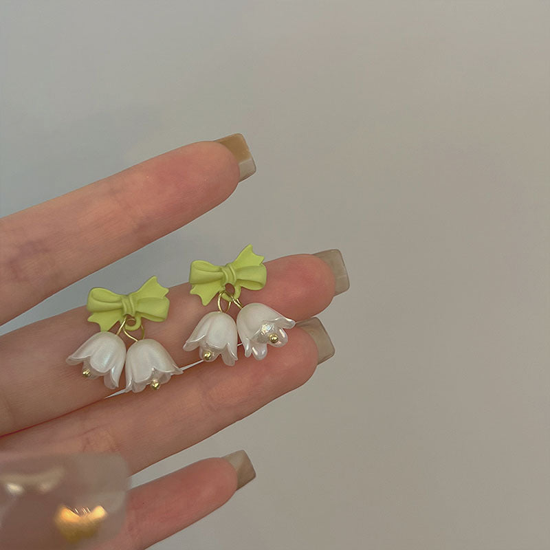 Fresh Sweet Cartoon Bunny Bear Love Heart Minority Design Refined Stud Earrings
