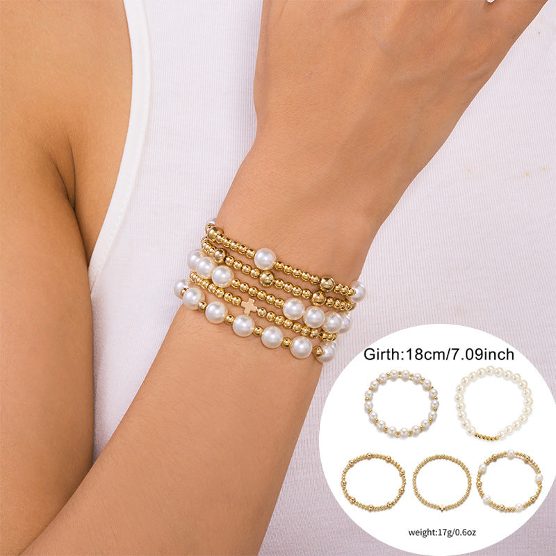 Women's High-grade Creative Imitation Pearl Love Beaded Bracelets