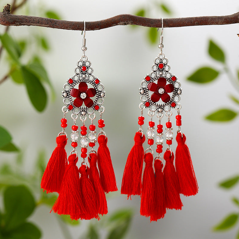 Diamond Tassel Fresh Vintage Scenic Spot Earrings