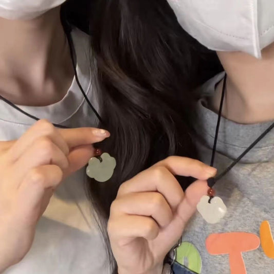Couple Female Peace Buckle Sweet Hand-woven Chinese Necklaces