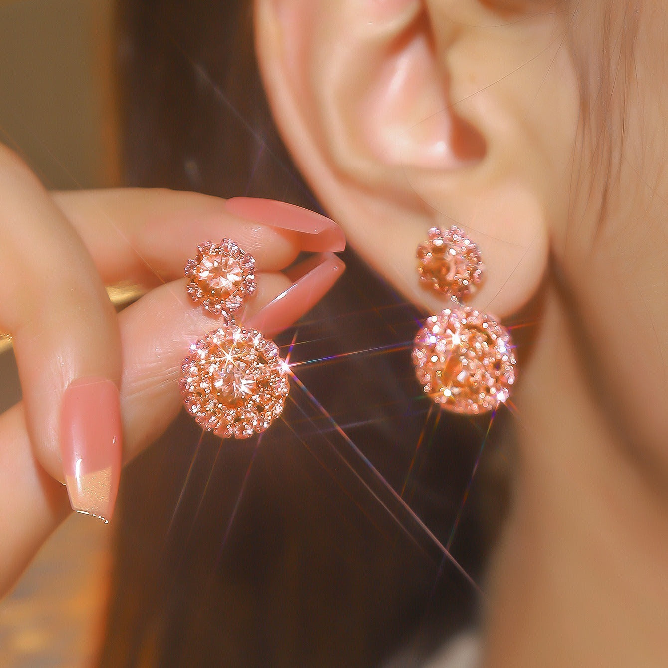 Rhinestone Snowflake Affordable Luxury Style Fashion Earrings