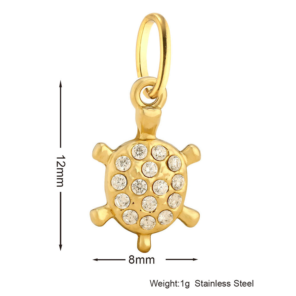 Inlaid Zircon Stainless Steel Gold-plated Cross Pendant