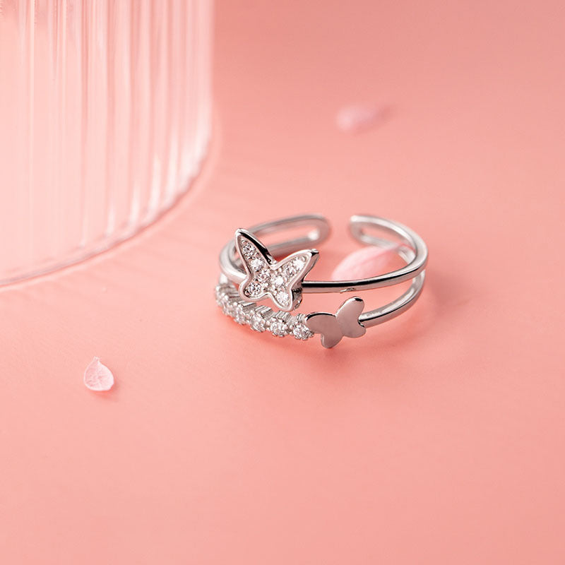 Butterfly Female Refined Rhinestone Gang Drill Rings