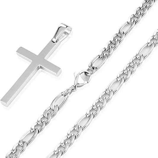 Men's Ornament Stainless Steel Cuban Link Chain Cross Necklaces