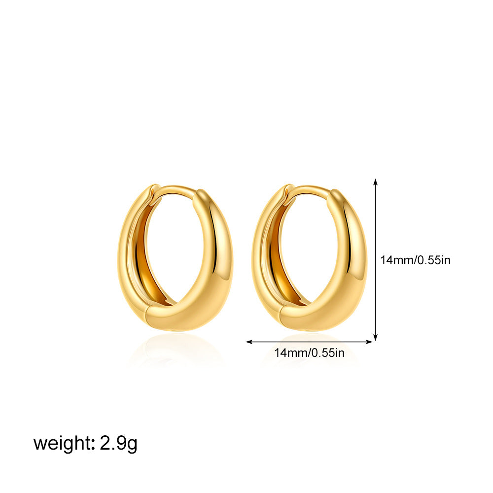 Stainless Steel Gold Glossy Stacked Simple Classic Earrings