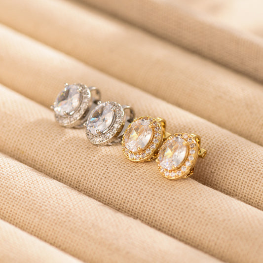 Hip Hop Round Copper Inlaid Zircon Ear Clip