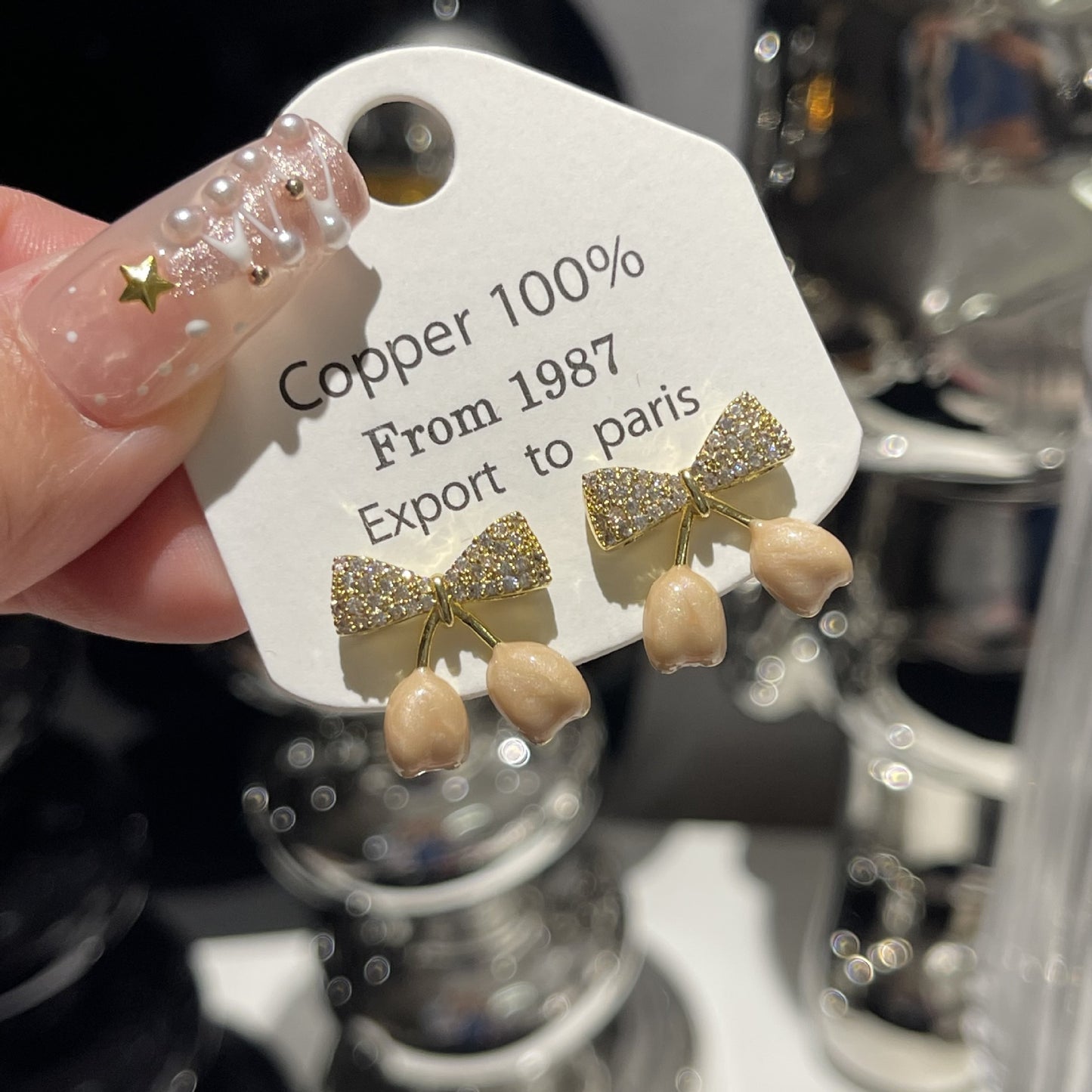 Spring Pink Enamel Collection Sier Light Luxury Earrings