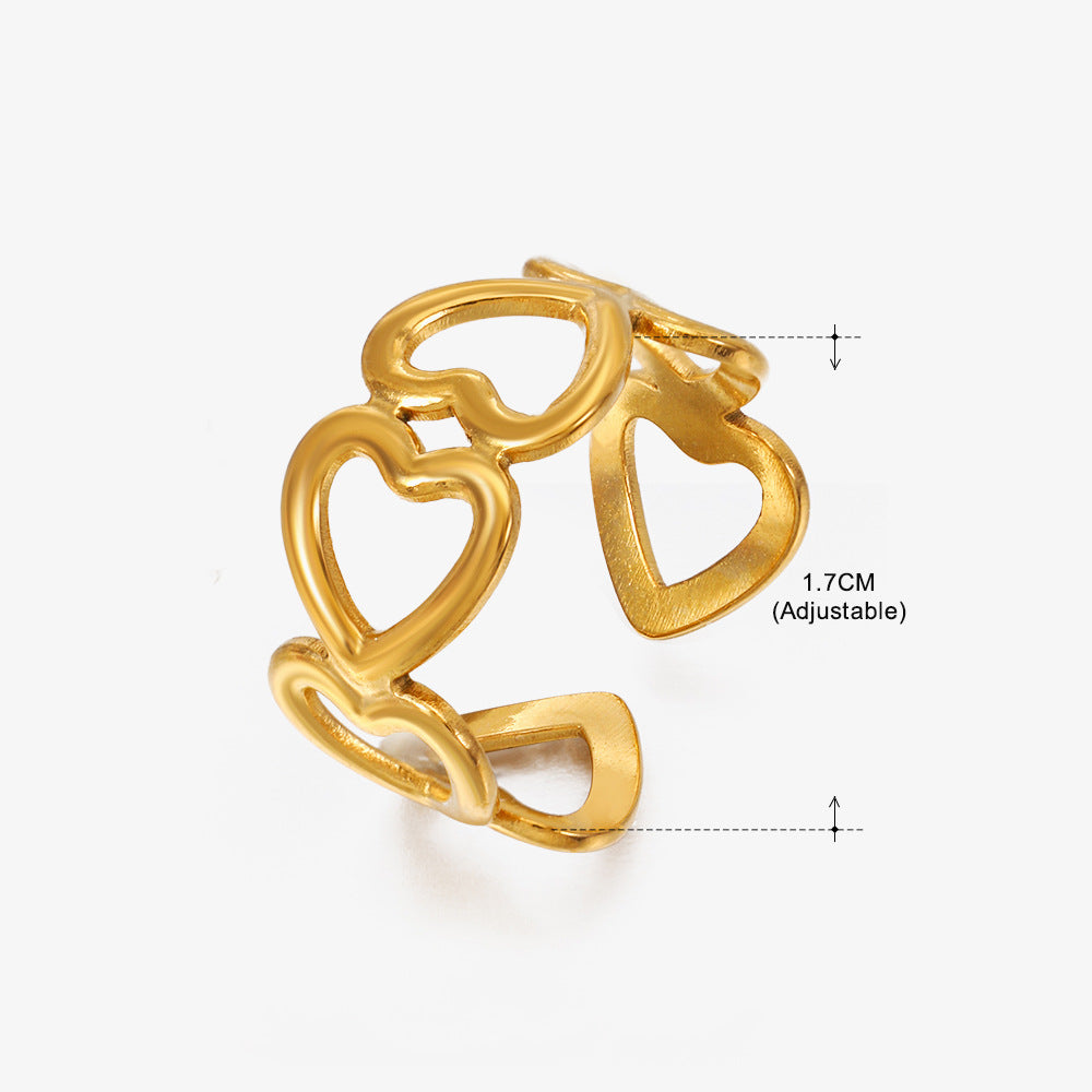 Women's Fashion Stainless Steel Love Heart-shaped Popular Rings
