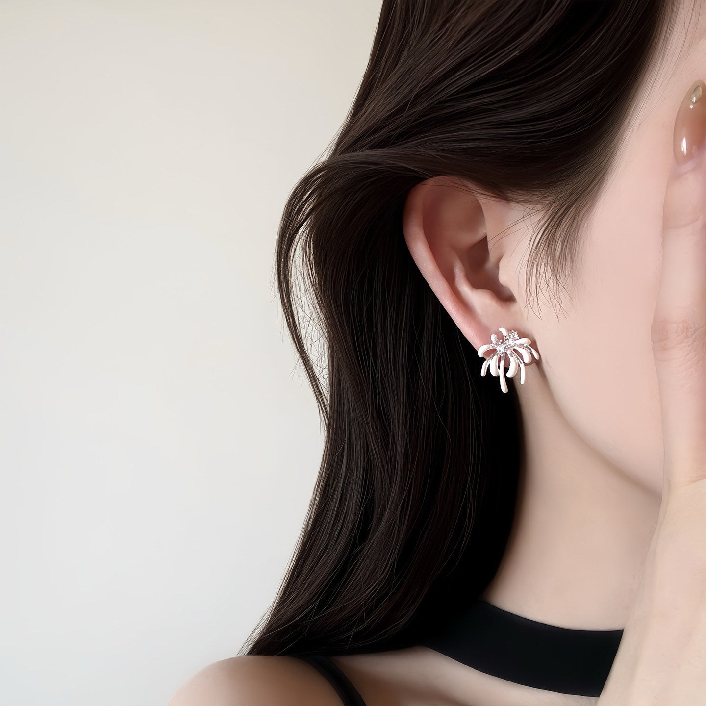 Women's White Enamel Fireworks For High-grade Delicate Minority Earrings