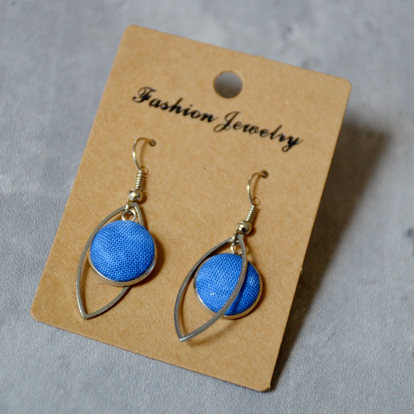 Blue Dyed Fabric Ethnic Style Handmade Simple Inlaid Earrings