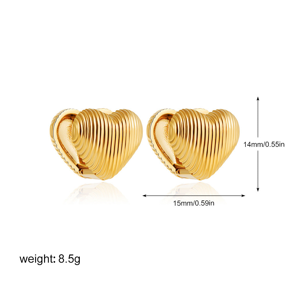 Stainless Steel Gold Shell-shaped Love Heart Earrings