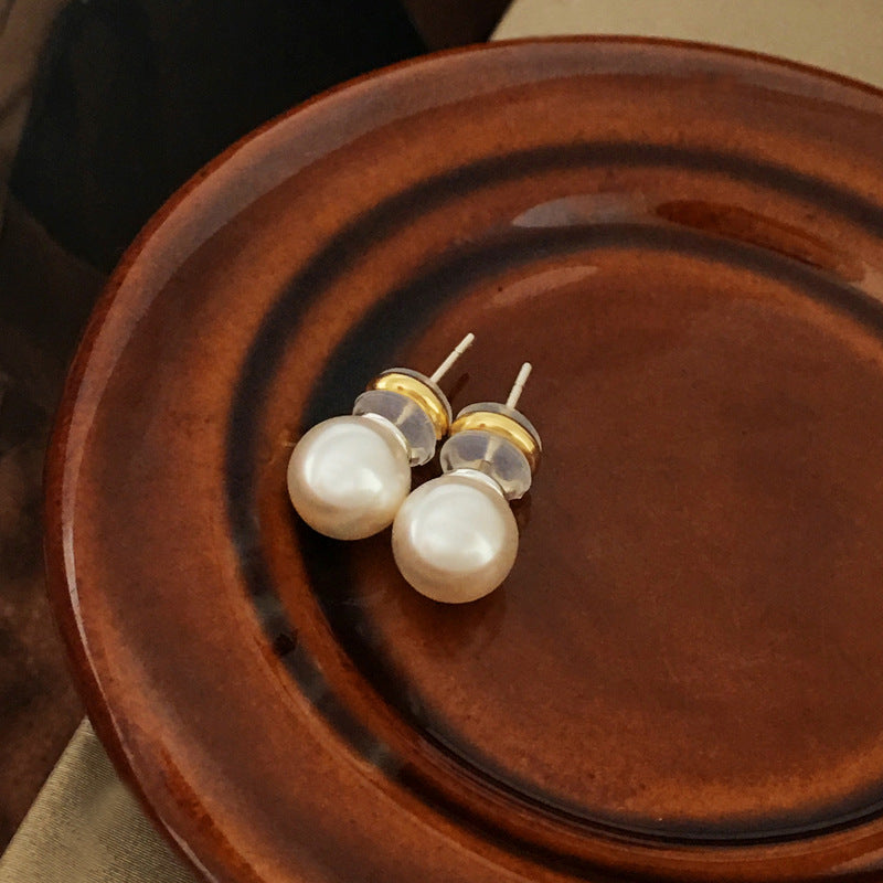 French Hepburn Style Imitation Shi Bright Pearl Female Earrings