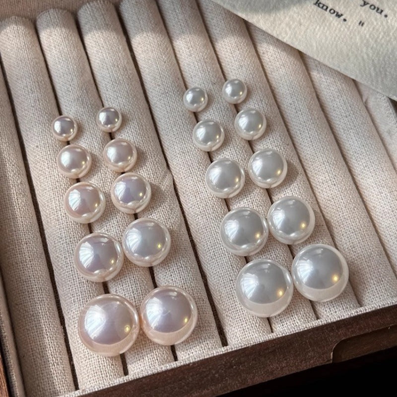 Pink Steamed Bread Pearl Female Ear Clip Earrings