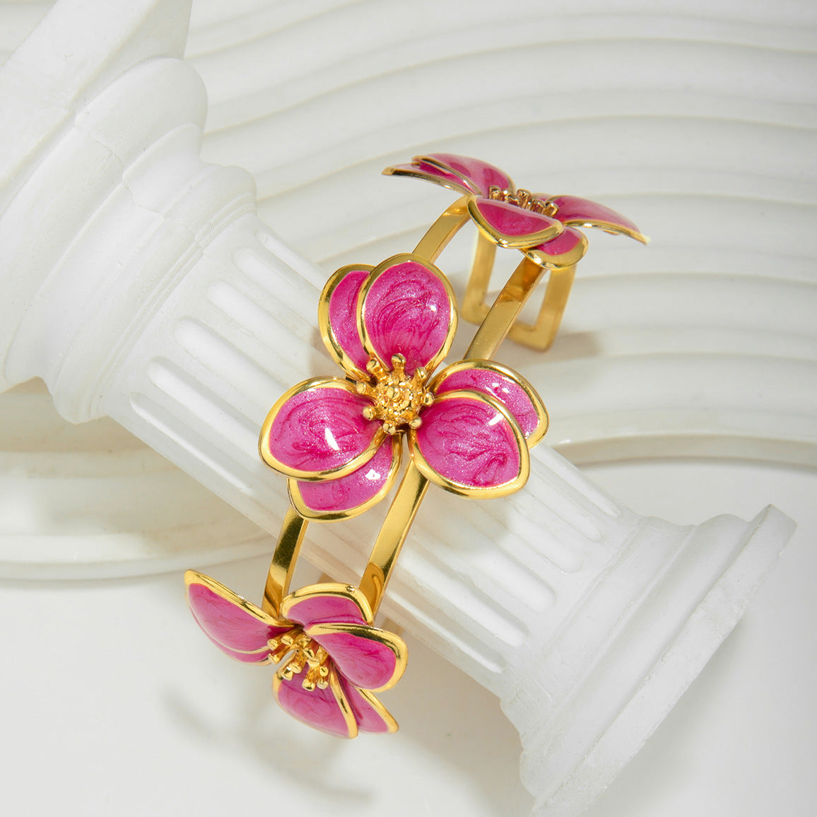 Geometric Metal Open Trend Wild Glaze Flowers Bracelets