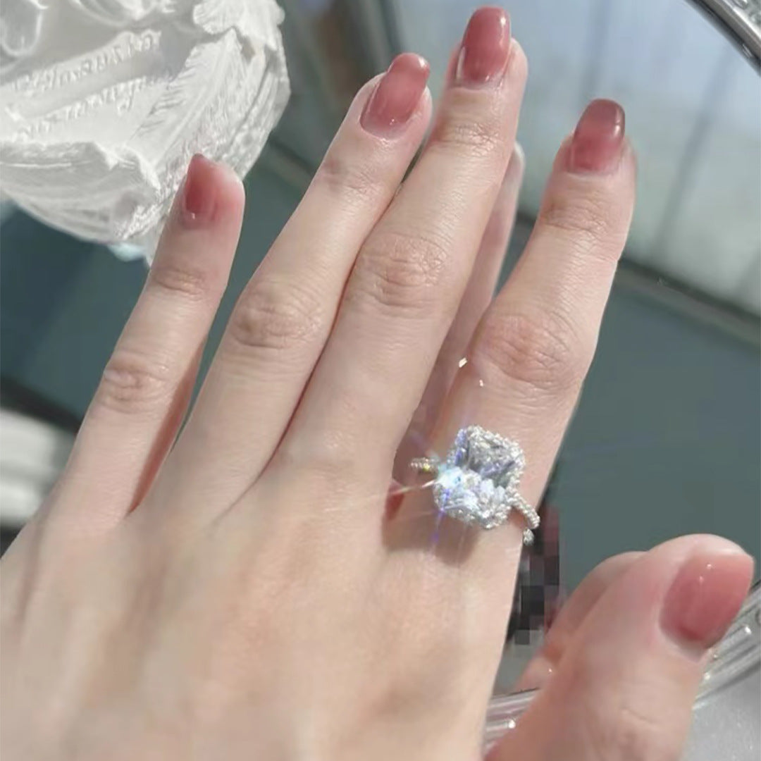 High Carbon Diamond Rock Candy Female Trendy Light Rings