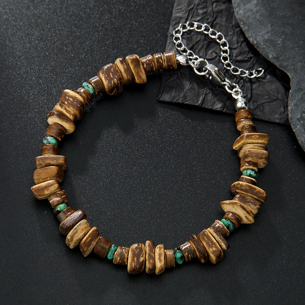 Women's & Men's Freshwater Shell Wooden Bead Beaded Niche Stainless Bracelets