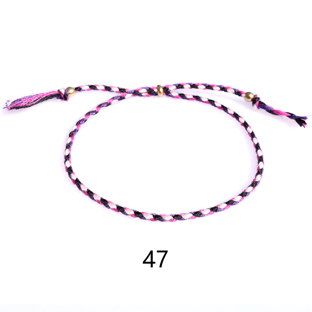 Women's & Men's Colorful Cotton String Friendship Copper Bead Bracelets