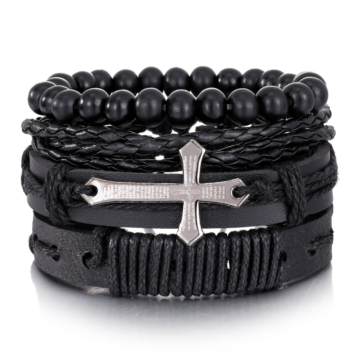 Men's Series Woven Leather Coconut Shell Hemp Bracelets