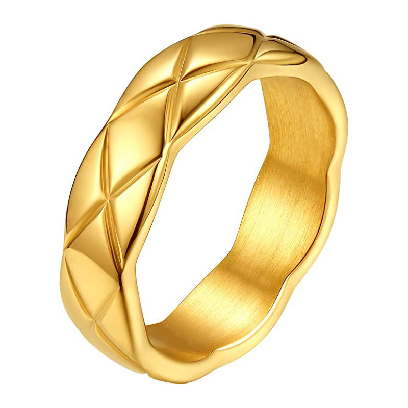 Fashion Wavy Edge Glossy Diamond Style Titanium Rings