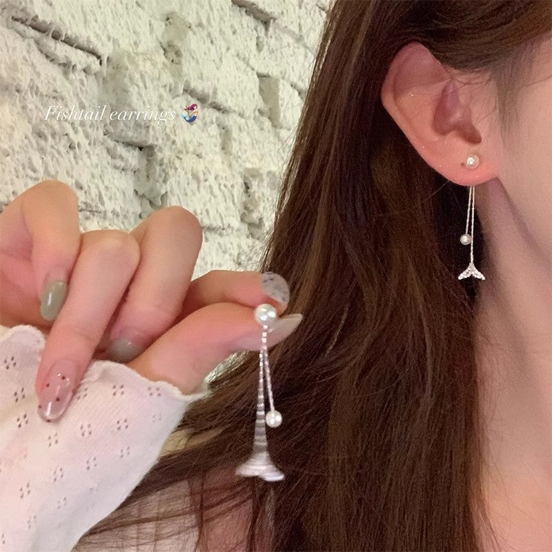Women's Sier Needle Light Luxury Minority Pearl For Graceful Stud Earrings