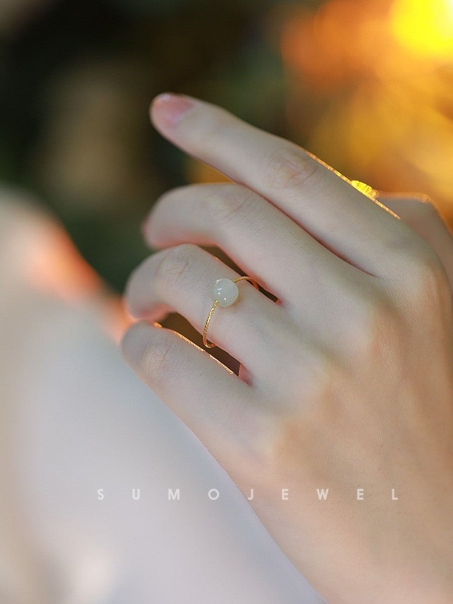 Sier Niche Natural Crystal Female Retro Rings