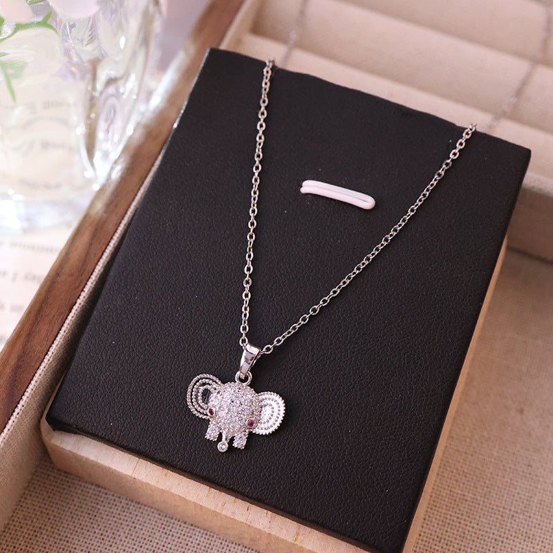 Auspicious Elephant Titanium Steel Female Niche Necklaces