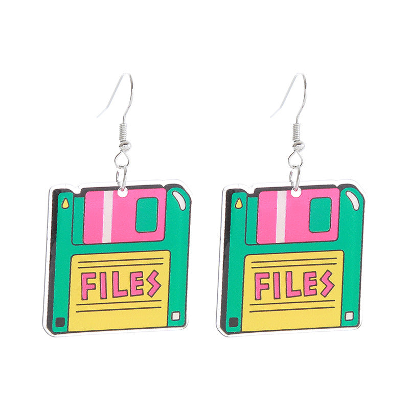 Retro Nostalgic Record Radio Rainbow Series Earrings