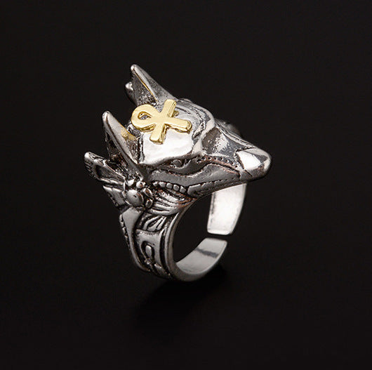 Sier Anubis Self-defense Broken Window Titanium Steel Ring