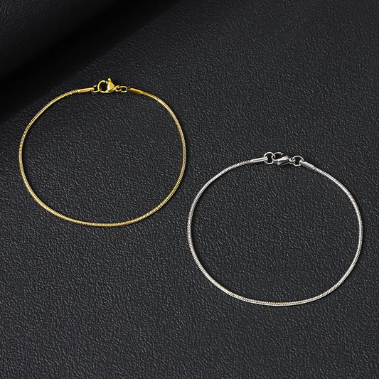 Women's & Men's Snake For Minimalist Hip Hop Unique No Color Fading Bone Bracelets