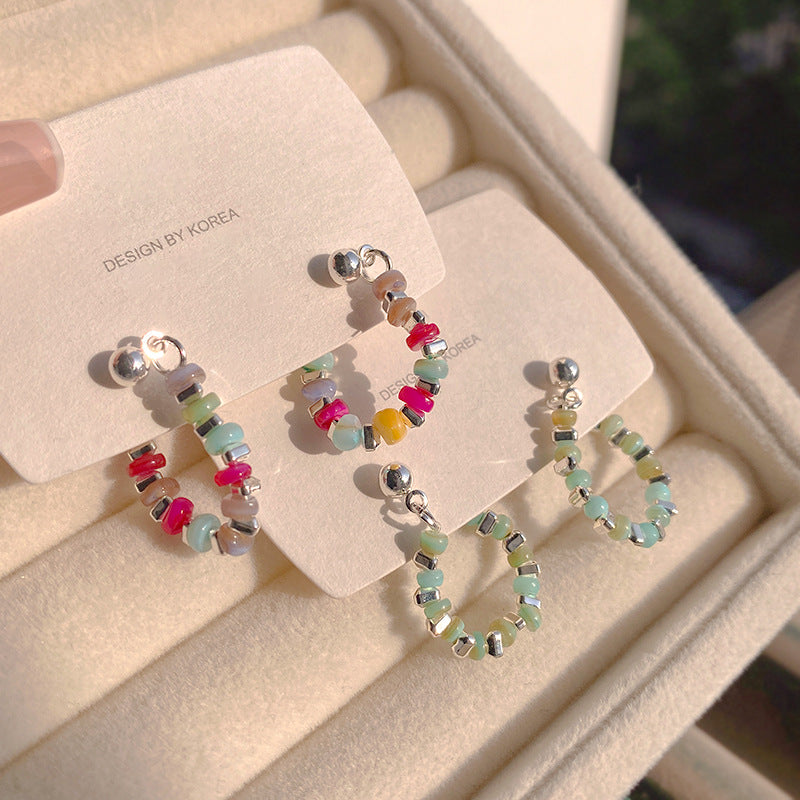 Dopamine Colorful Beaded Female High Sense Special Interest Personality Rings