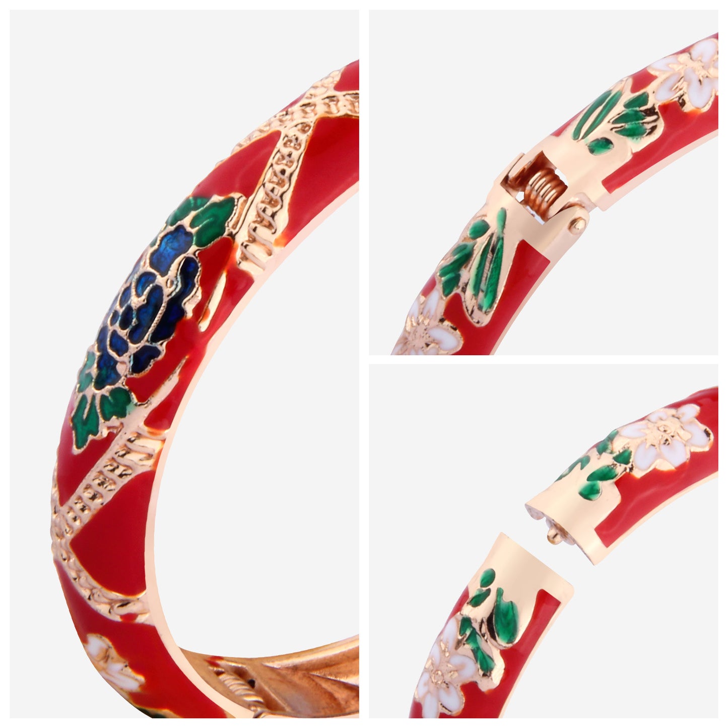 Cloisonne Red Drop Oil Flower Series Enamel Bracelets