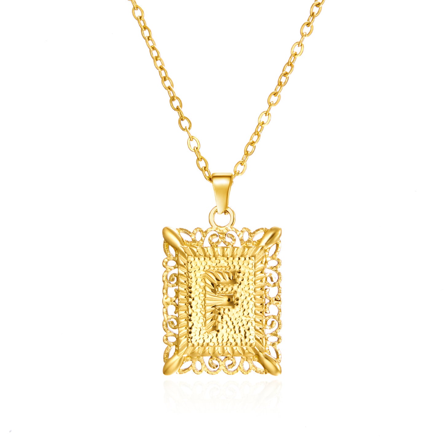 Stainless Steel Letter Hollow Square Titanium Necklaces