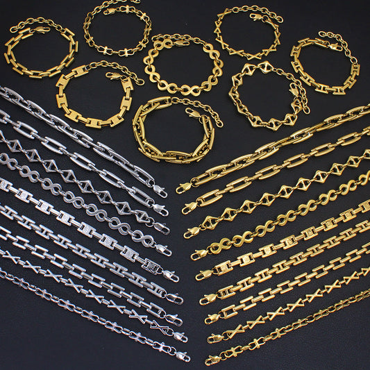 Trendy Stainless Gold Handmade Chain Waterproof Jewelry Set