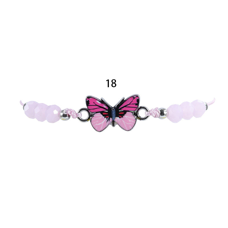 Crystal String Beads Butterfly Summer Woven Bracelets