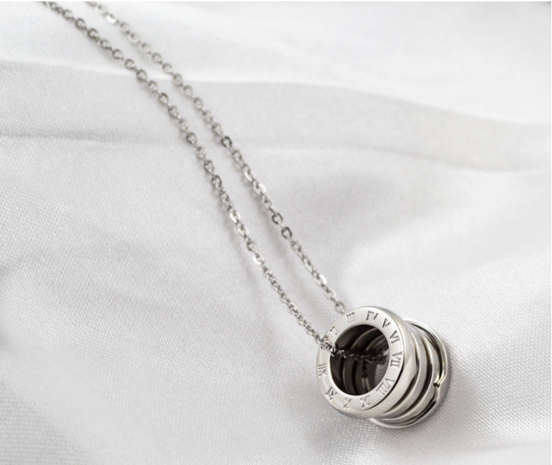 Digital Pattern Arc Female Rose Gold Titanium Necklaces