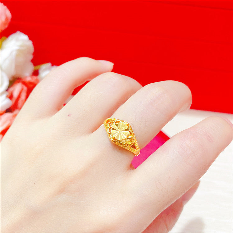 Women's Brass Gold-plated Starry Various Love Meteor Shower Wide Fu Rings