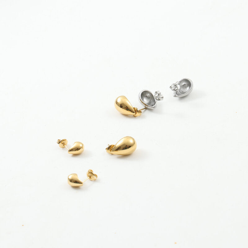 Mini Water Drop Titanium Steel Gold Earrings