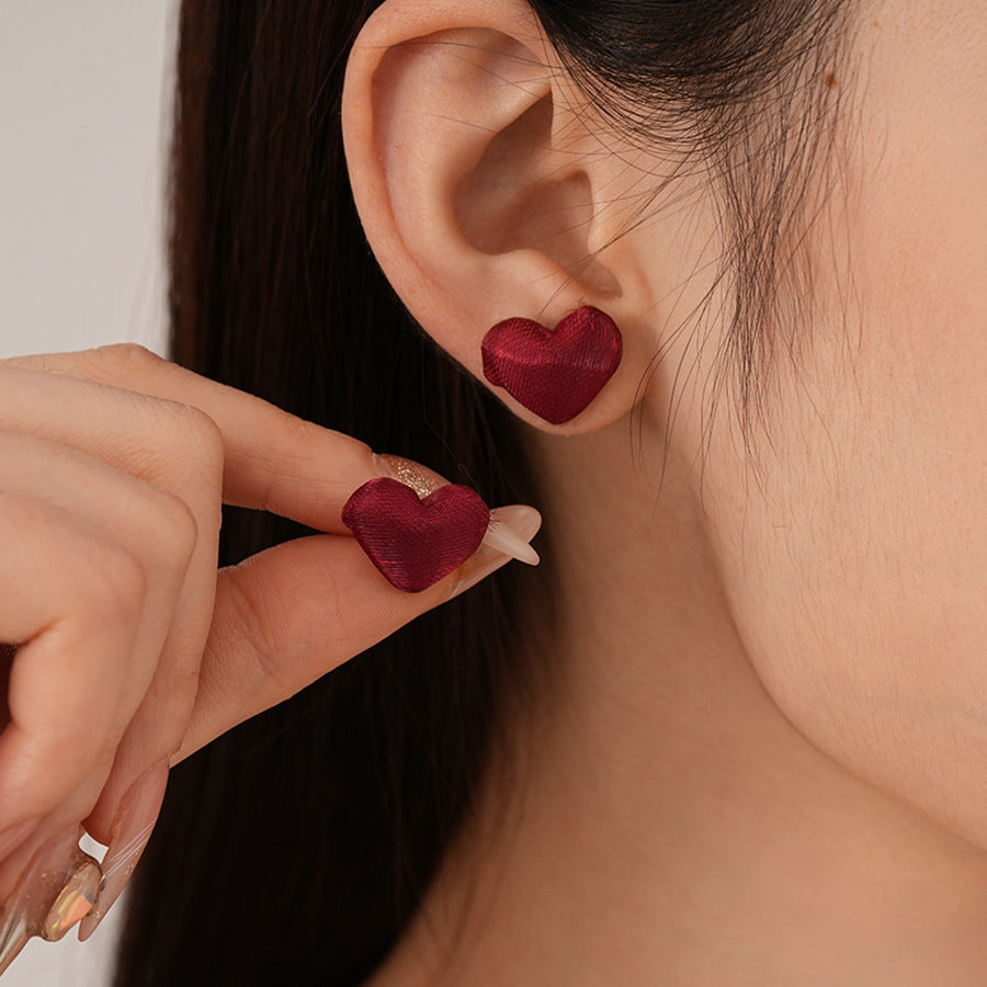 Women's Heart Flowers Geometric Sier Pin Simple Niche Temperament Earrings