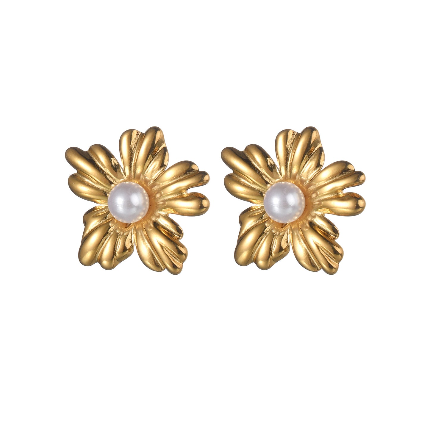 Women's Fashionable Gold-plated Stainless Steel Sun Flower Earrings