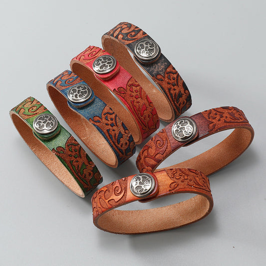 Women's & Men's Ornament Simple Artistic Retro Cattle Leather Bracelets