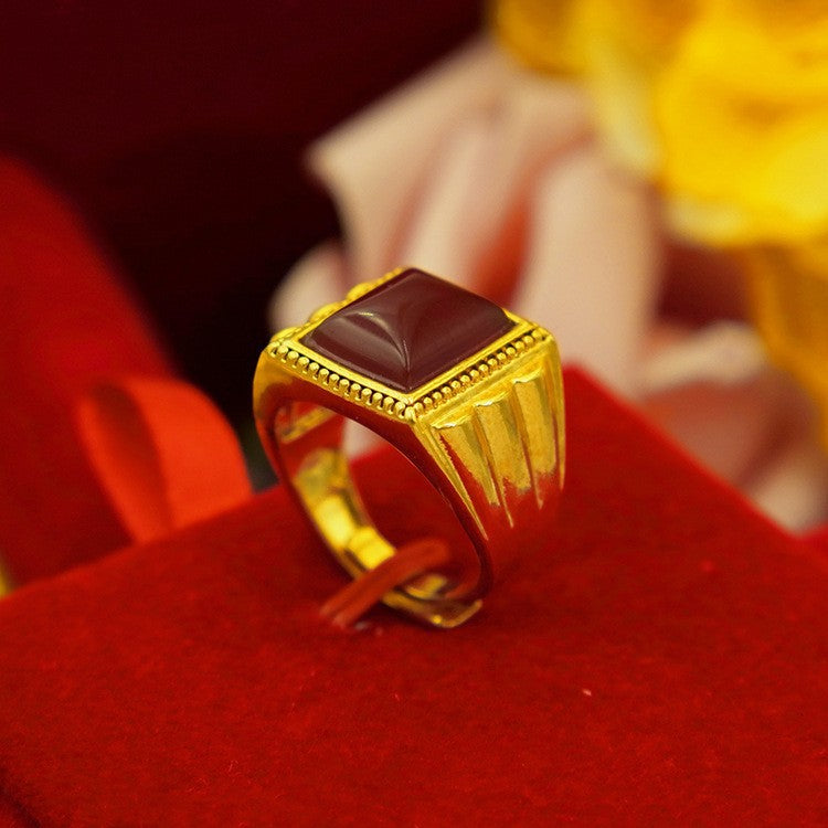 Men's Generous Small Square Oval Man's Brass Rings