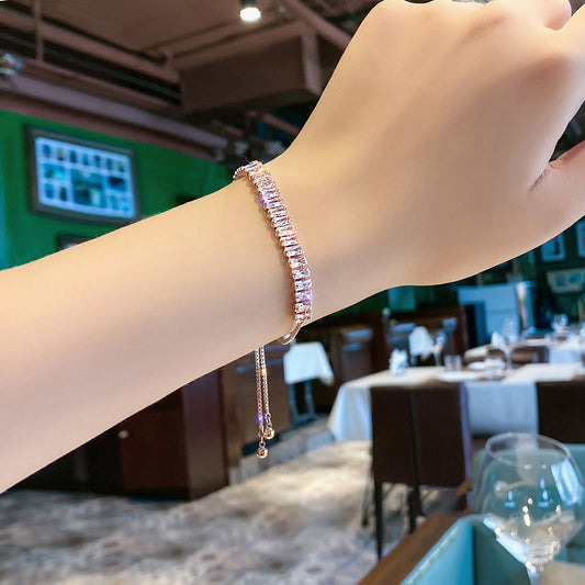 Super Flash Light Luxury Full Rhinestone Zircon Design Pull Bracelets