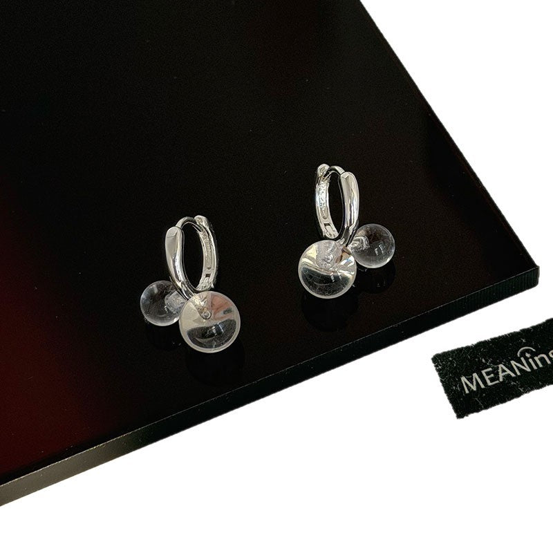 Clear White Water Summer Cool Ball Ear Clip Earrings