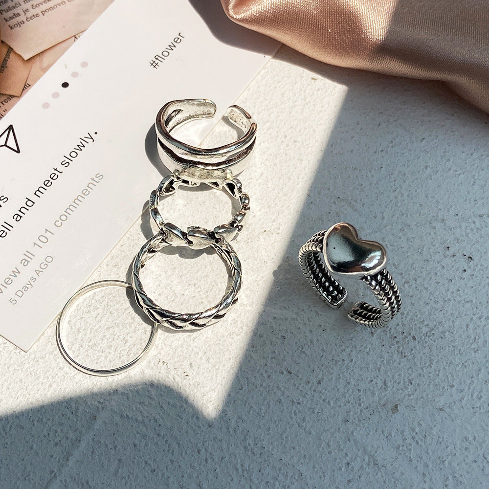Metal Knuckle Creative Retro Simple Love Rings