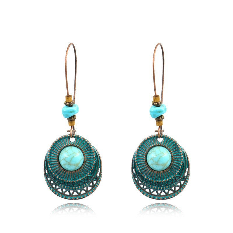 Women's Graceful Ear Hook Dripping Alloy Turquoise Rings