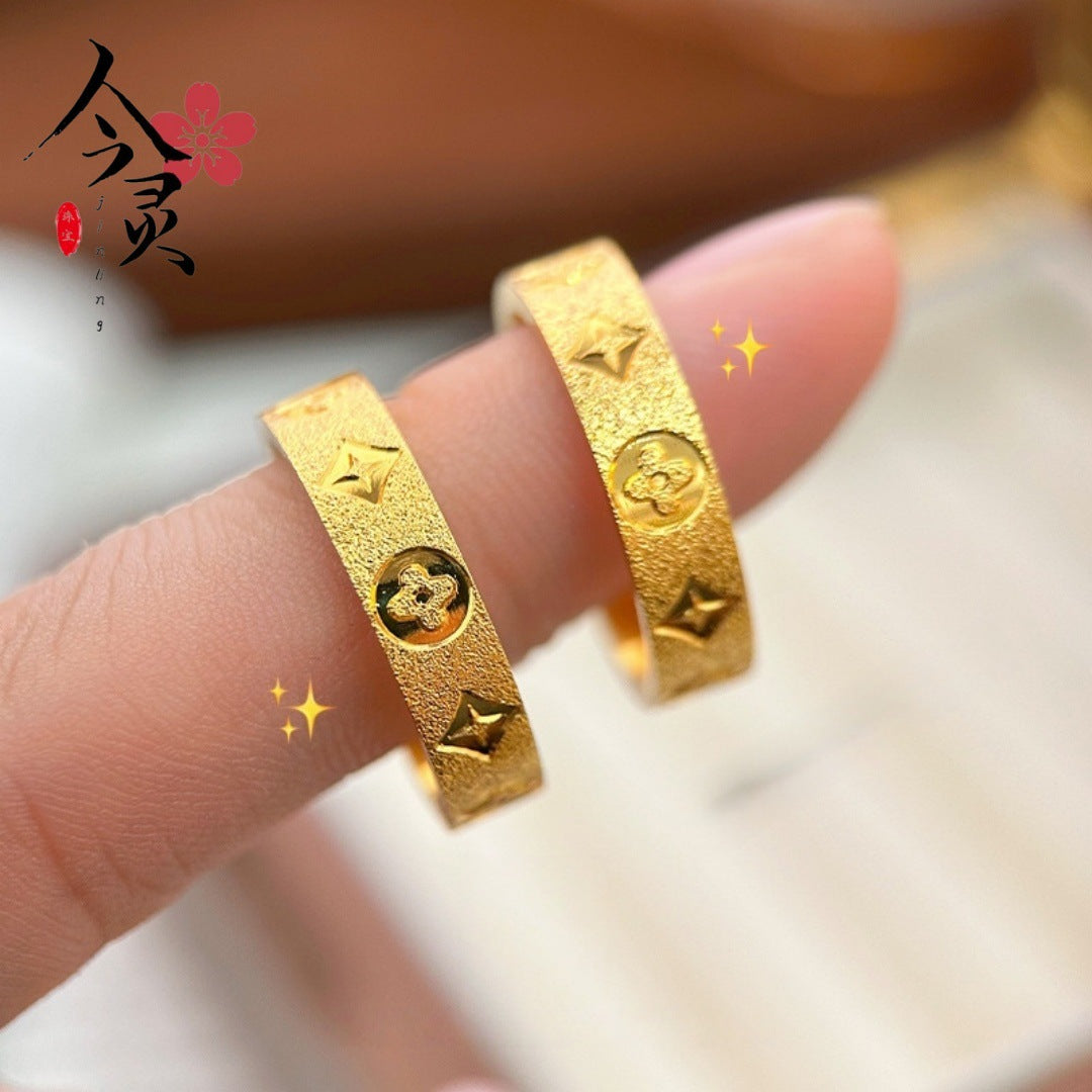 Old Money Four-leaf Clover Flower Simple Rings